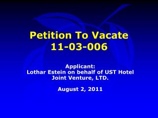 Petition To Vacate 11-03-006