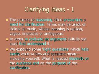 Clarifying ideas - 1