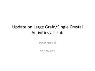 Update on Large Grain/Single Crystal Activities at JLab