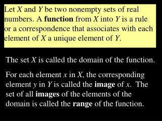 The set X is called the domain of the function.