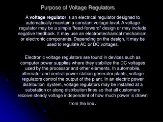 Purpose of Voltage Regulators