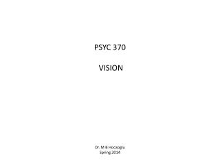 PSYC 370 VISION Dr. M B Hocaoglu Spring 201 4