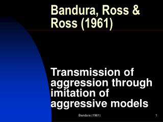 transmission of aggression through imitation of aggressive models Transmission of aggression through imitation of aggressive models were exposed to a non-aggressive model who played in a quiet and subdued manner. transmission of aggression through imitation of aggressive models Transmission of aggression through imitation of aggressive models were exposed to a non-aggressive model who played in a quiet and subdued manner.