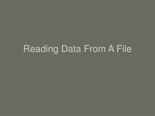 Reading Data From A File