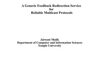 A Generic Feedback Redirection Service for Reliable Multicast Protocols