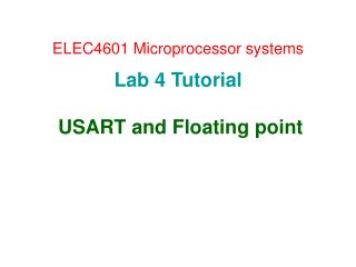 ELEC4601 Microprocessor systems Lab 4 Tutorial