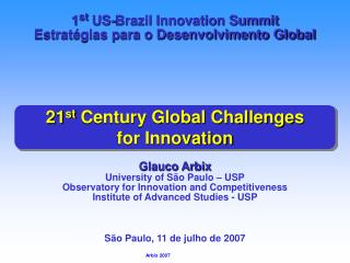 21 st Century Global Challenges for Innovation