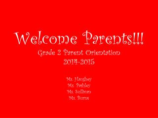 Welcome Parents!!!