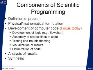 Components of Scientific Programming