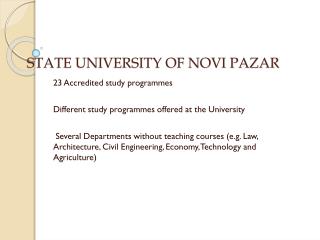 STATE UNIVERSITY OF NOVI PAZAR
