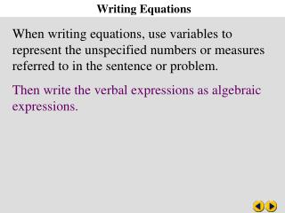 Writing equations