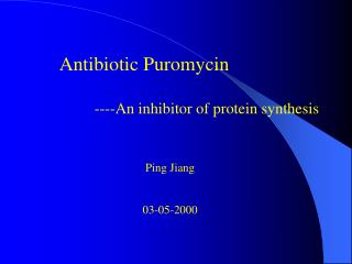 Antibiotic Puromycin ----An inhibitor of protein synthesis