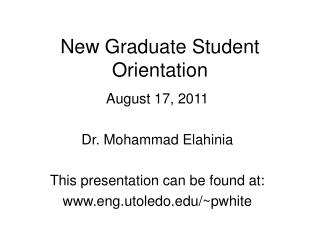 New Graduate Student Orientation