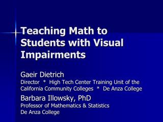 Teaching Math to Students with Visual Impairments