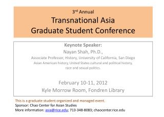 3 rd Annual Transnational Asia Graduate Student Conference