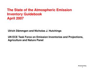 The State of the Atmospheric Emission Inventory Guidebook April 2007