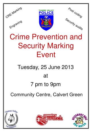 Crime Prevention and Security Marking Event