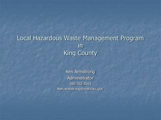 Local Hazardous Waste Management Program in King County