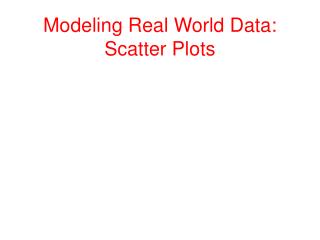 Modeling Real World Data: Scatter Plots