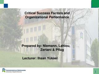 Critical Success Factors and Organizational Performance