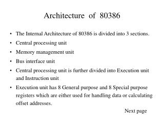 Architecture of 80386