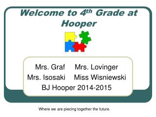 Welcome to 4 th Grade at Hooper