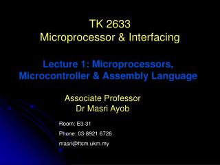 TK 2633 Microprocessor &amp; Interfacing