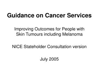 Guidance on Cancer Services