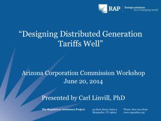 “Designing Distributed Generation Tariffs Well”