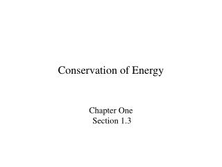 Conservation of Energy