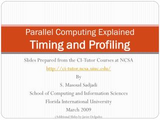 Parallel Computing Explained Timing and Profiling