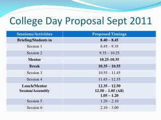 College Day Proposal Sept 2011