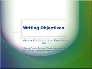 Writing Objectives