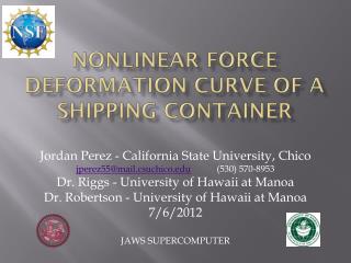 Nonlinear Force deformation curve of a shipping container