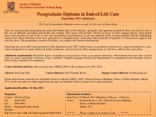 Postgraduate Diploma in End-of-Life Care September 2011 admission