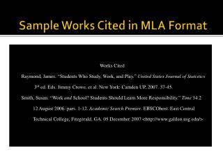 Sample Works Cited in MLA Format
