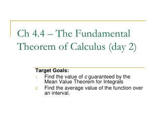 Ch 4.4 – The Fundamental Theorem of Calculus (day 2)