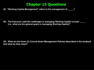 Chapter 15 Questions