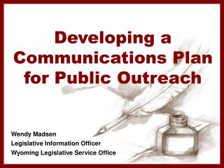 Developing a Communications Plan for Public Outreach