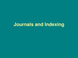 Journals and Indexing