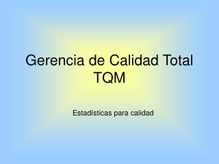 Gerencia de Calidad Total TQM