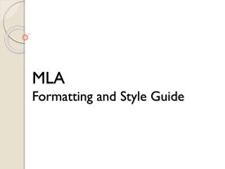 MLA Formatting and Style Guide