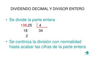 DIVIDENDO DECIMAL Y DIVISOR ENTERO