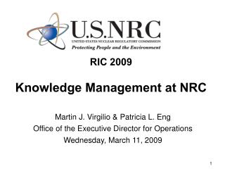 RIC 2009 Knowledge Management at NRC