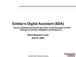 Soldier’s Digital Assistant (SDA)