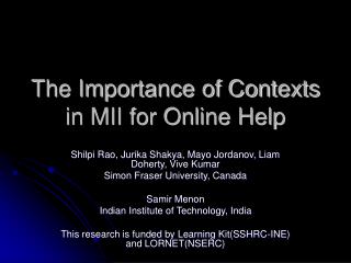 The Importance of Contexts in MII for Online Help