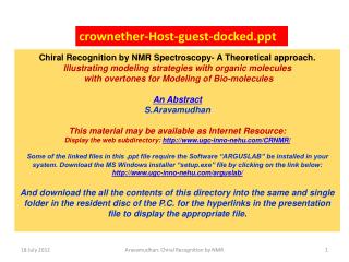 Chiral Recognition by NMR Spectroscopy- A Theoretical approach.