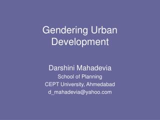 Gendering Urban Development