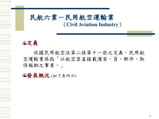 民航六業－民用航空運輸業 　　　　　　（ Civil Aviation Industry ）