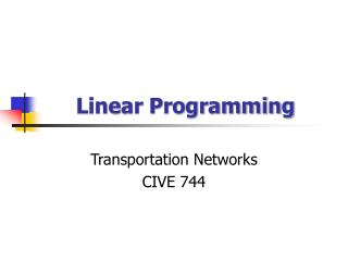 Linear Programming